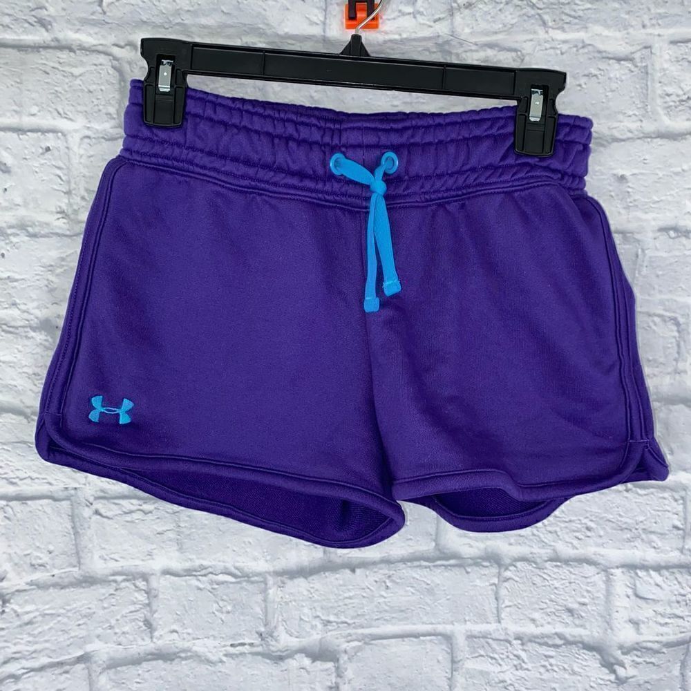 Under armour pull on athletic shorts w/drawstring purple & teal sz XS woman
